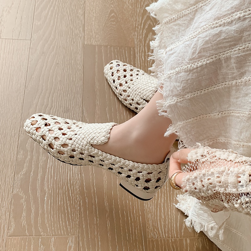 Sandals - 2026 ファッションホット販売本革編み込みサンダル女性ローヒール通気性夏ローファーサンダル女性レジャーパンプス